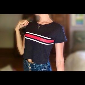 Black striped crop top